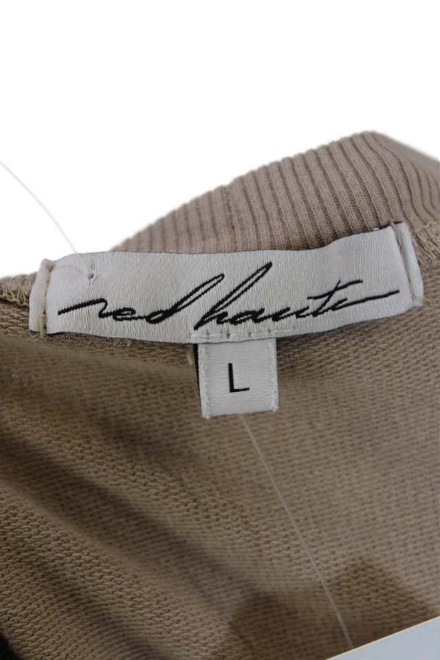 Красный высокий женщин вафли трикотажа падение плеча длинным рукавом свитер коричневый размер L - Изображение 4 из 4