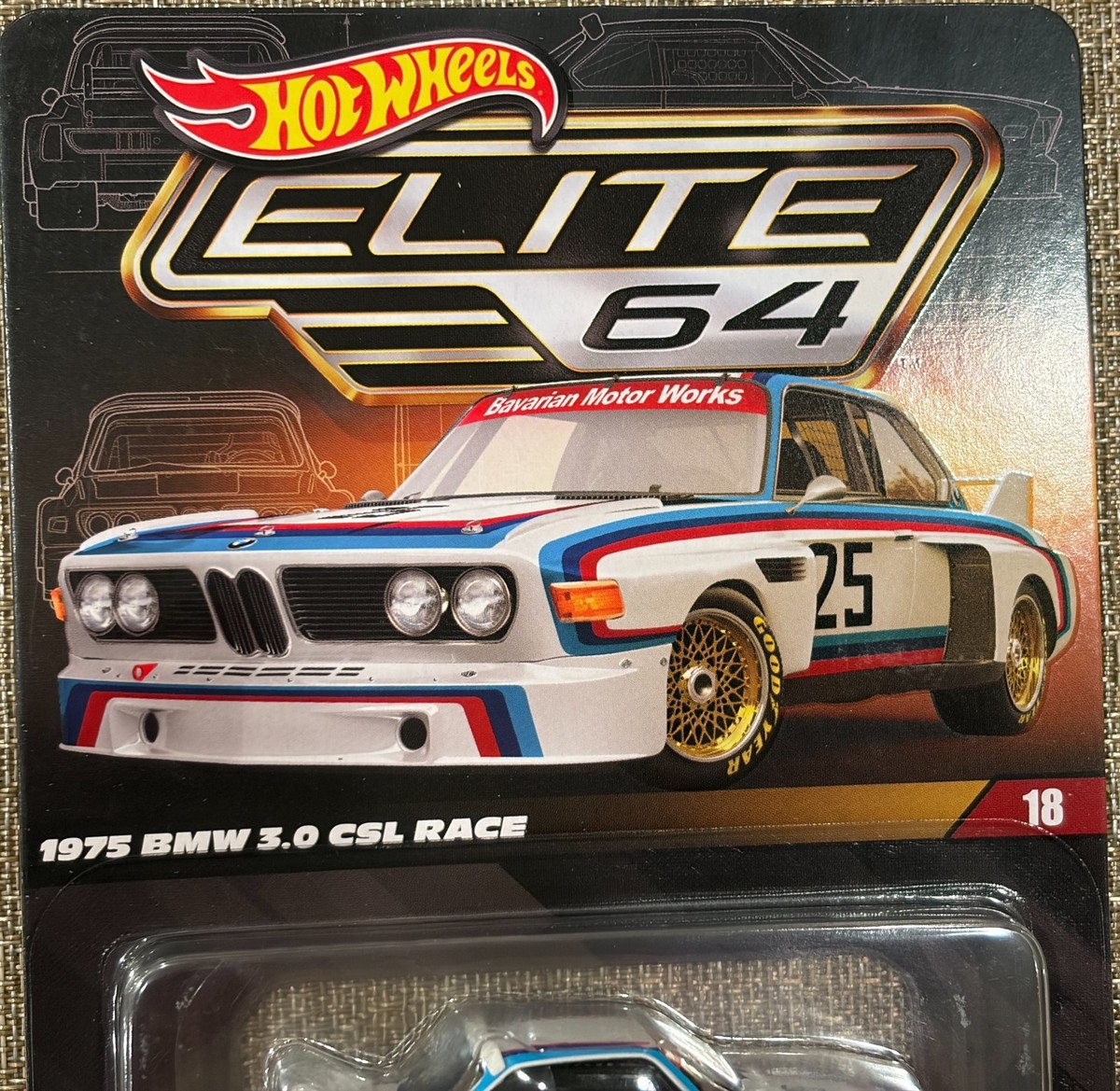 2025 Hot Wheels Elite 64 , # 18 , 1975 BMW 3.0 CSL Race , Free