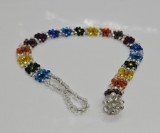 Multicolor Glass Beaded Bracelet Handmade Design 7" Long