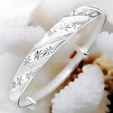 925 Sterling Silver Meteor Shower Lucky Bracelet for Women Fashion Cuff Wedding