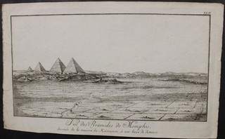 GIZA PYRAMIDS OF GIZA EGYPT 1843 NORDEN UNUSUAL ANTIQUE COPPER ENGRAVED VIEW