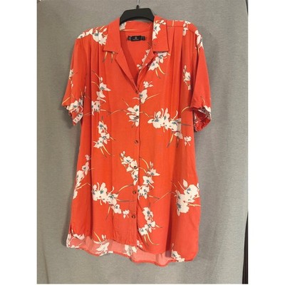Volcom Floral Resort Tunic Shirt Dress Womens Medium Tropical  Pocket