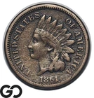 1861 Indian Head Cent Penny, Civil War Date, Rotated Die, XF