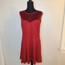 Women’s Red Illusion Sweetheart Neck Skater Red Dress XXL