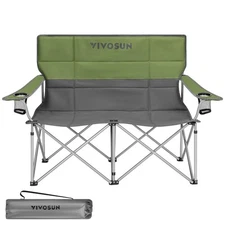 [outlets]VIVOSUN Double Camping Chair, Fully Padded Folding Loveseat, Portabl...