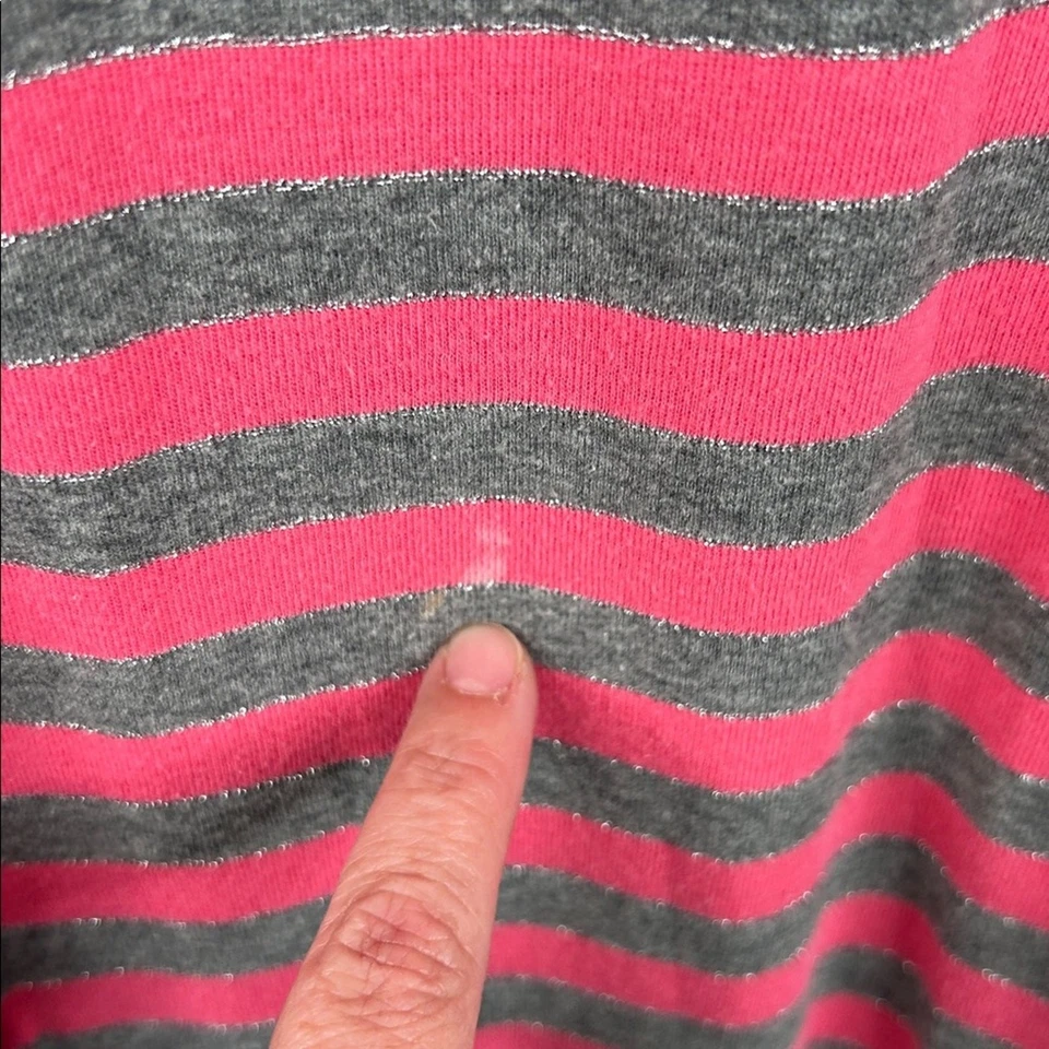 Xhilaration 粉色和灰色条纹舒适棉连体睡衣,尺寸 M — 第 4/4 张图片