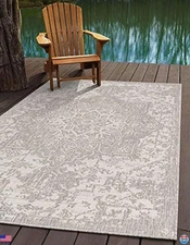 Unique Loom Outdoor Collection Area Rug - Dubai (4' 1' x 6' 1' Rectangle, Gray/