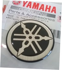 30MM Diameter Yamaha Tuning Fork Decal Sticker Emblem Logo Black/Silver Raised 