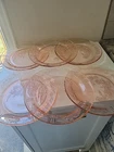 Set Of 6 Pink Depression Federal Glass 1930's Sharon Cabbage Rose Dinner Plate