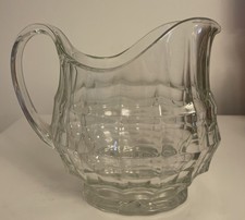 Large Clear Glass Water Jug 2 Pint Vintage Mid Century Pressed Glass