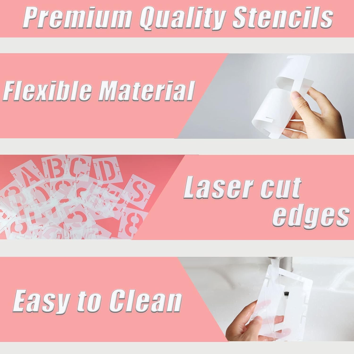 1 Inch Letter Stencils Symbol Numbers Craft Stencils, 42 Pcs Reusable 1 inch 