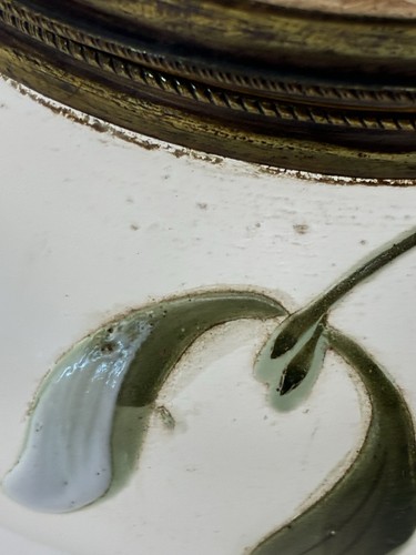 Antique French Opaque Glass And Enamelled With Mistletoe Trinket / Powder Dish - Picture 9 of 12