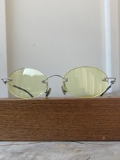 Y2K Yellow Rimless Oval Colored Lens Vintage 90s Sunglasses - Piper