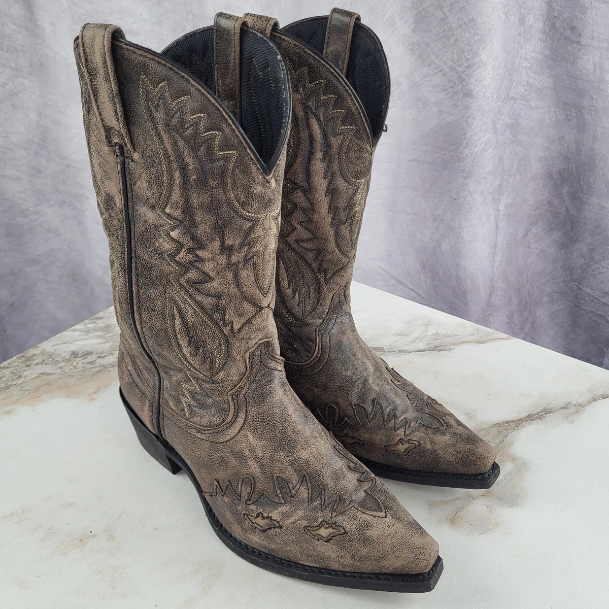Laredo Lizard Print Wingtip Western Boot Black Mens Size 8.5D Laredo Wingtip Boots for Men | Mercari main image 2