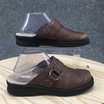 Clarks Patty Lorene Shoes Womens 8 Wide Clog Casual Closed Toe Block Heels Brown