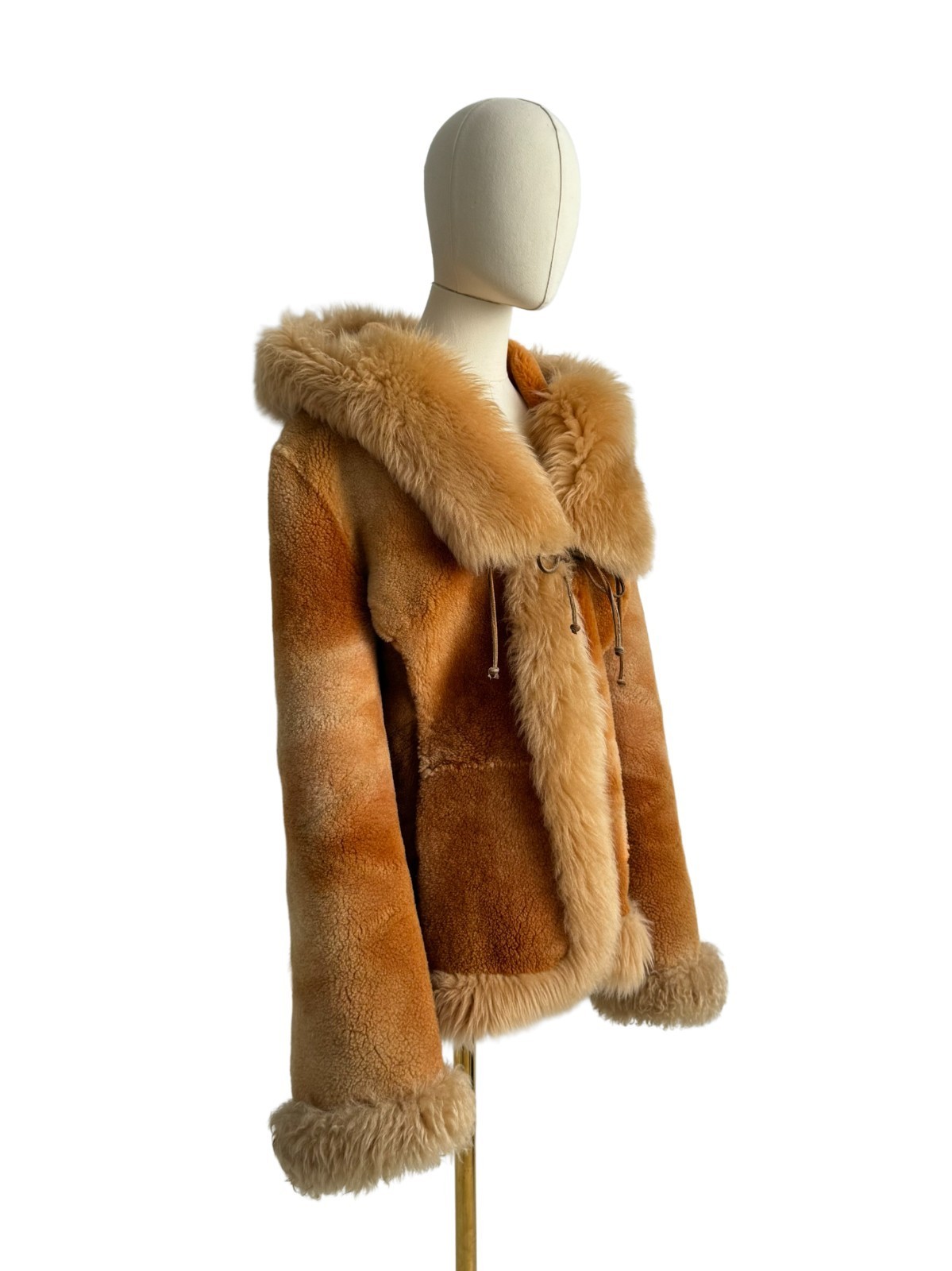 Vintage Real Sheepskin Hooded Jacket Women's Size L