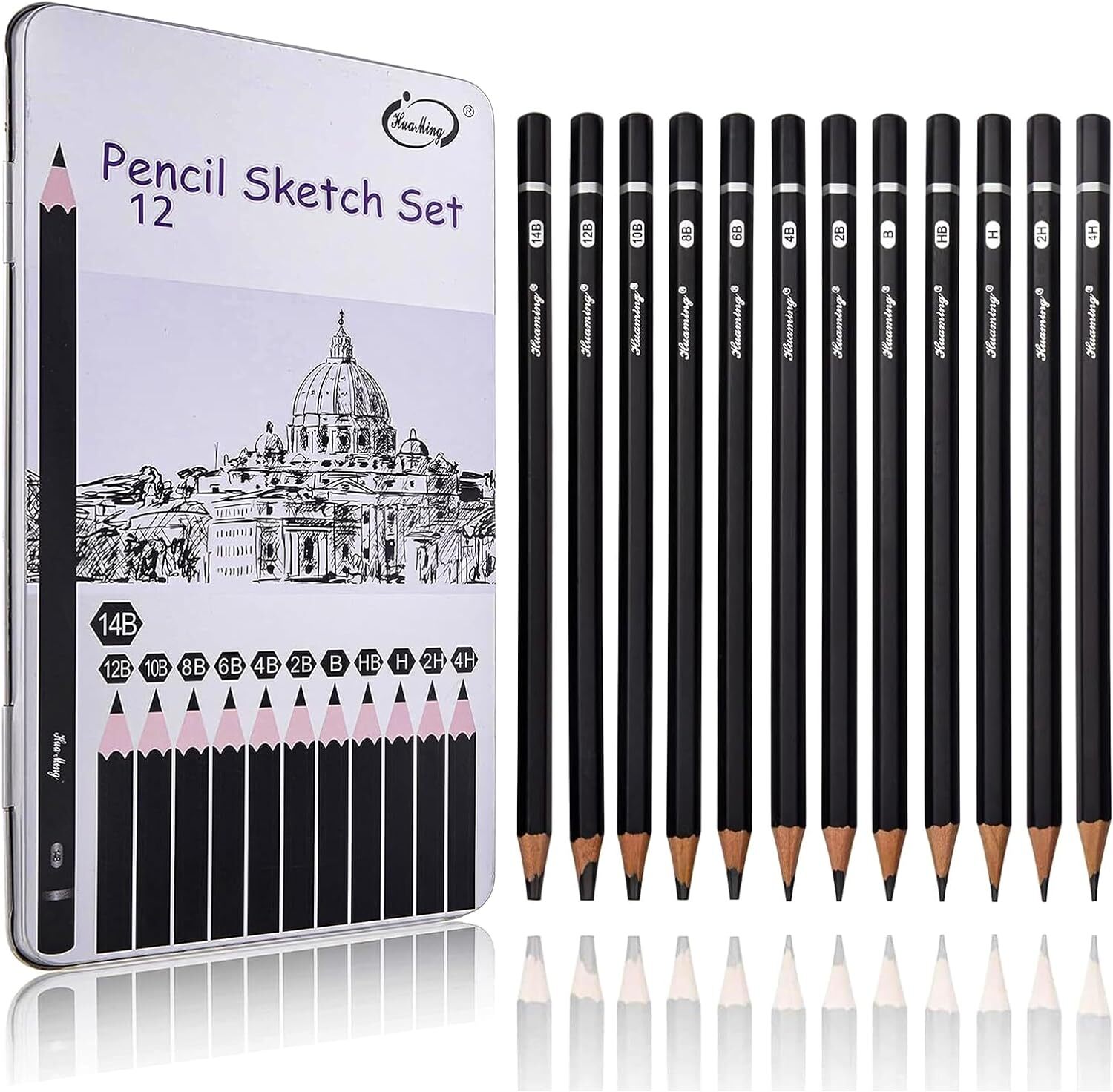 Sketch Pencils For Drawing,12 Pack Drawing Pencils, Graphite Pencils, Gr-image