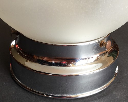 OLD VTG ART DECO CEILING LIGHT FIXTURE FROSTED GLASS GLOBE HANGING METAL MOUNT - 第 7/12 張圖片