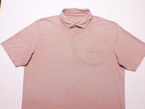 Polo PETER MILLAR manica corta lavaggio mare corallo arancione a righe XL - Foto 4 di 8