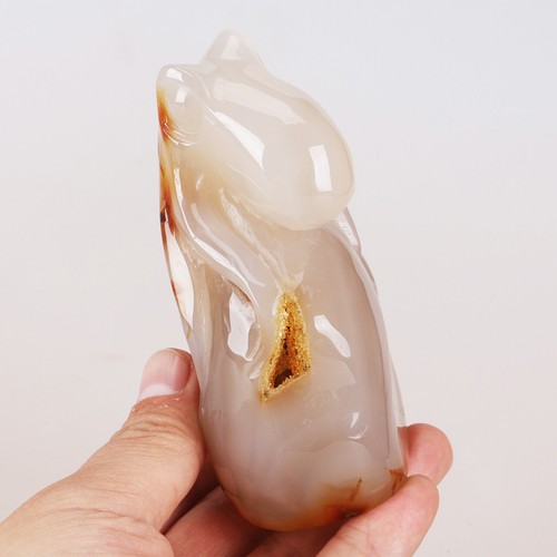 3.9" Natural Geode Agate Quartz Crystal Hand Carved Octopus Animal Carving 464g - Picture 8 of 8