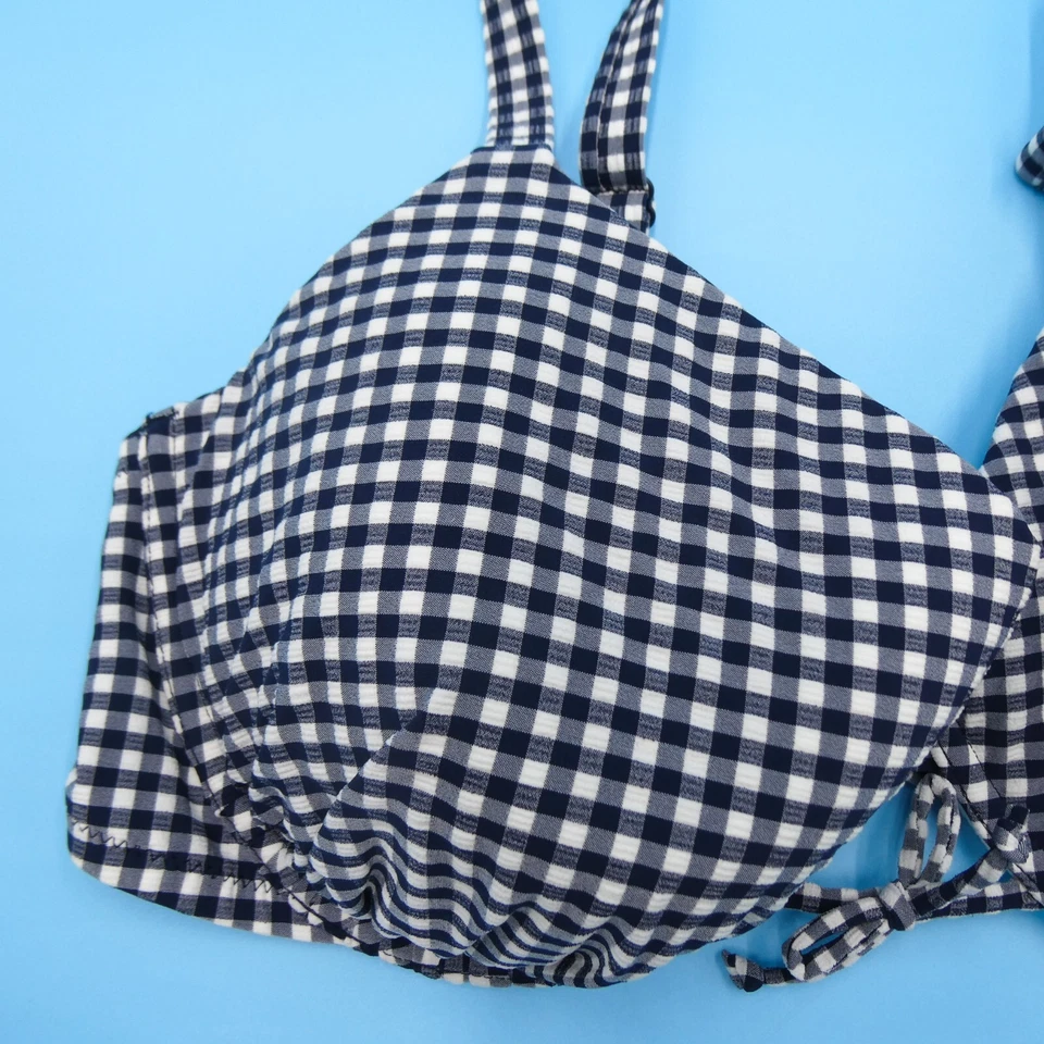 Top de bikini Victorias Secret 36DD blanco negro a cuadros con aros push up cubierta completa Foto 2 de 4