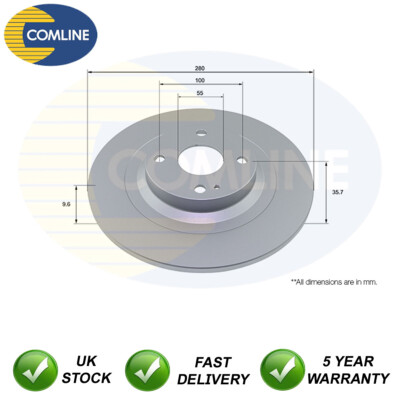 Brake Disc Rear Comline Fits Fiat 124 2016- Mazda MX-5 2015- 1.4 2.0