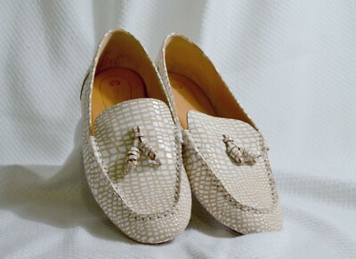 CORSO  COMO Birgitta  Driving Style Beige & White Reptile Print Loafer Sz 9.5