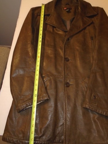 Diesel Men's Brown Long Leather Jacket, Size Large - Picture 16 of 20
