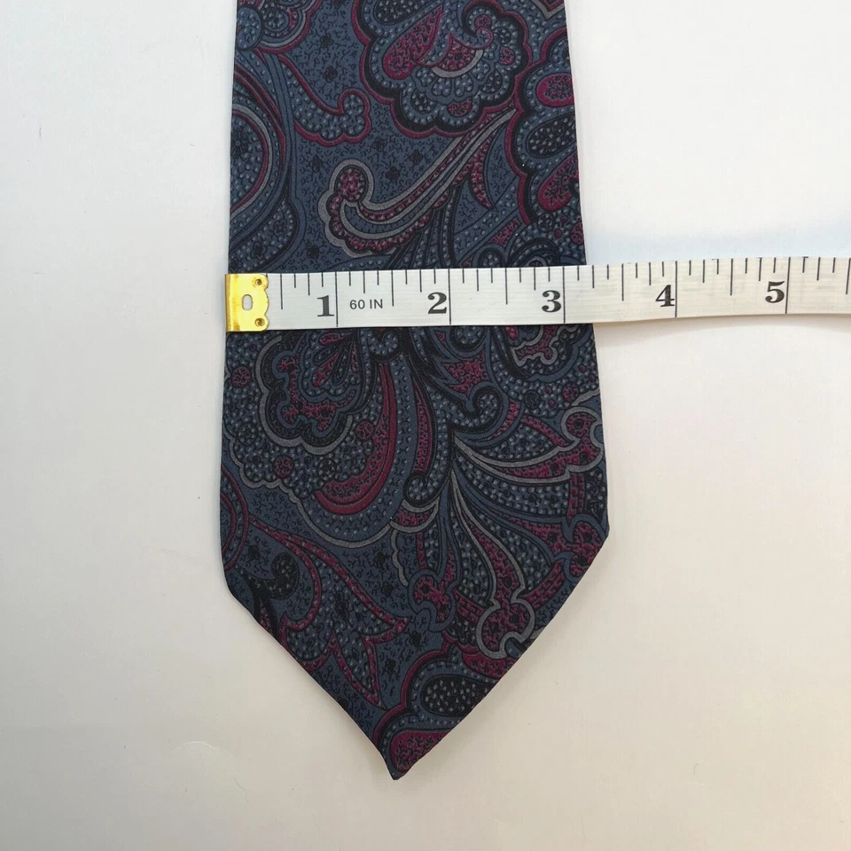 Corbata Preswick & Moore Paisley 100 % seda para hombre GRIS, BORGOÑA Y NEGRA Foto 4 de 4