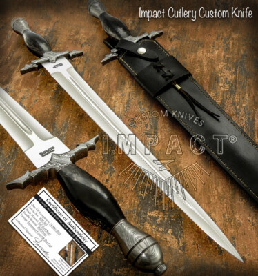 IMPACT CUTLERY RARE CUSTOM D2 FULLE DAGGER SWORD KNIFE DAMASCUS GUARD