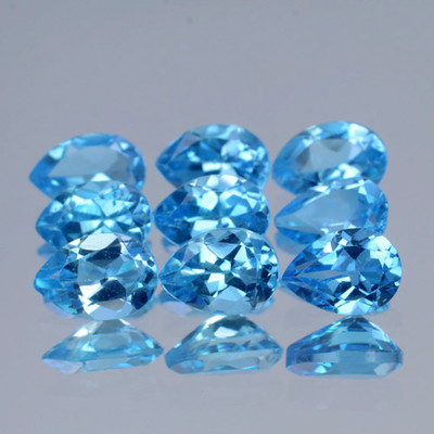 4x3mm Lot 1,2,6,10pcs Pear Calibrated Natural Gem Swiss Blue Topaz Brazil 