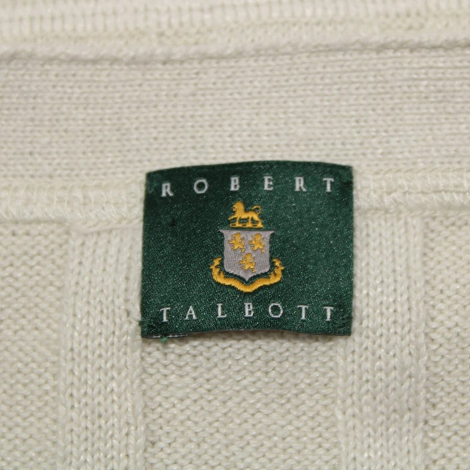 Robert Talbott Nuevo con Etiquetas Cárdigan Suéter Chaleco Talla L En Beige Algodón/Lino Foto 3 de 4