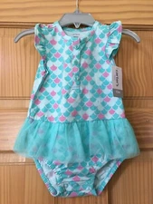 NWT Carter's Mermaid Baby Girl Romper Pink White Infant many sizes