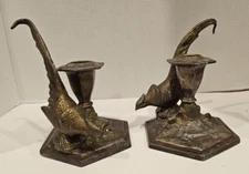 Antique American Weidlich Brothers Silver Plated Pheasant Candlestick Holders