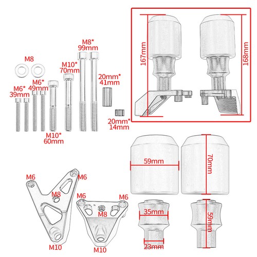 WOLFLINE Protection Frame Slider Crash Fairing Guard For Honda CB CBR 650 R F - Picture 7 of 13