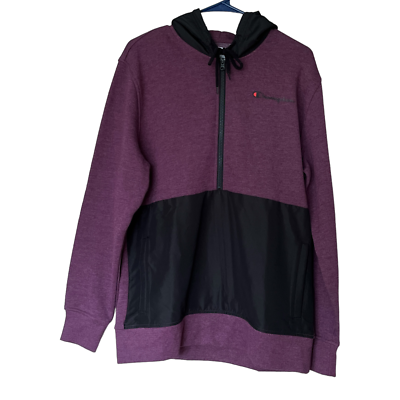 Purple Champion Colorblock Hoodie Mens Champion Men's Fleece Half
