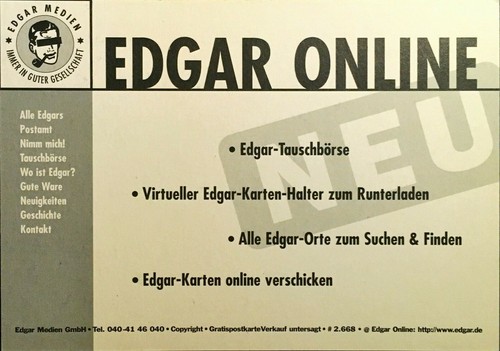 # 2.668 - Edgar online / Tauschbörse - Edgarkarte Edgarcard - 第 2/2 張圖片