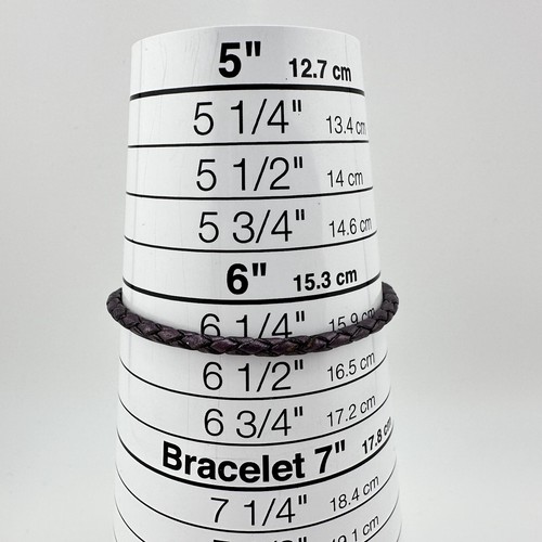 "Pulsera Pandora 925 de plata de ley púrpura trenzado cuero 6,25""" - Imagen 9 de 9