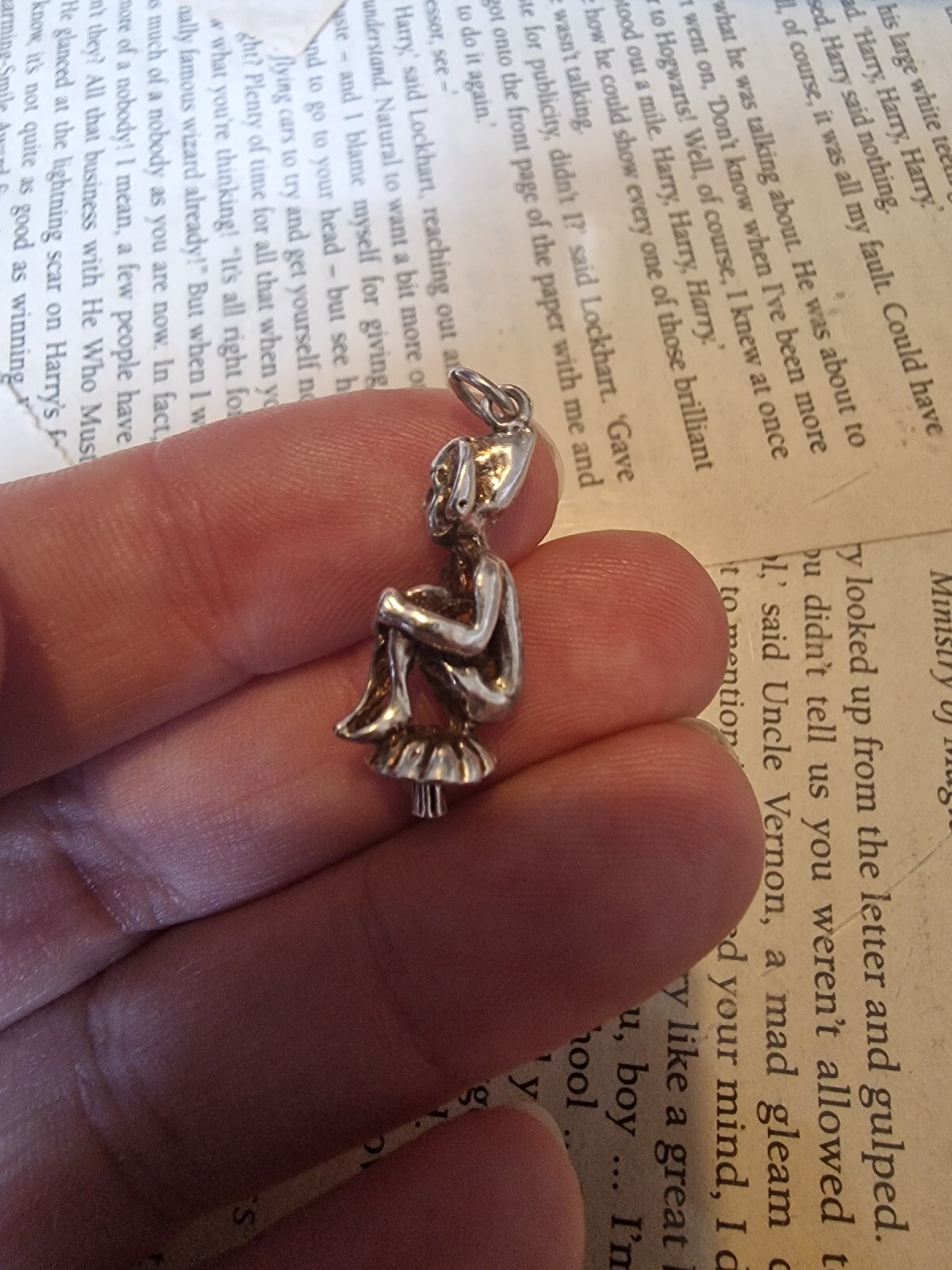 Vintage Silver Cornish Pixie Sitting on Toadstool… - image 2