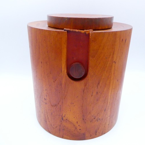 Cubo de hielo Nissen Nissen Dinamarca cubo de hielo de madera de teca forro azul MCM COMO ESTÁ - Imagen 5 de 12
