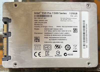 HP Intel SSD Pro 1500 Series 120gb SATA 756459-001 Ssdsc2bf for