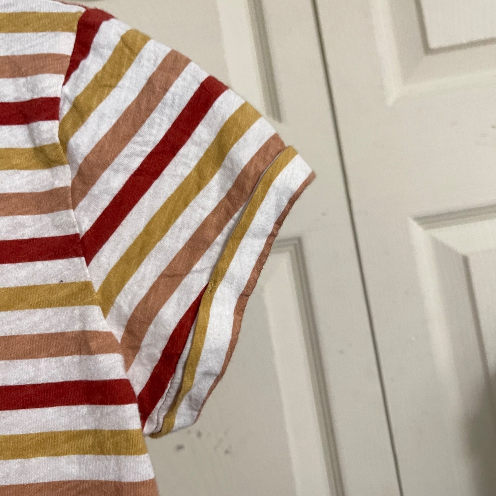 LOFT Womens Rust Red Mustard Striped Short Sleeve Vintage Soft T-Shirt ...