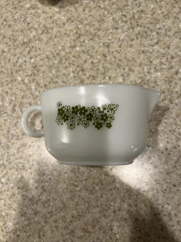 Vintage Pyrex Gravy Boat No Underplate Green Spring Blossom CRAZY DAISY USA MADE