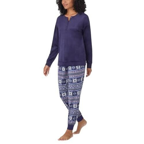 Nautica Women's 2 Piece Fleece Pajama Sleepwear Set SIZE L COLOR BLUE ...