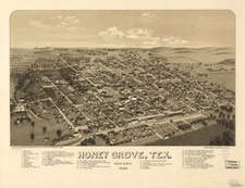 18" x 24" 1886 Map Of Honey Grove Texas Fannin County