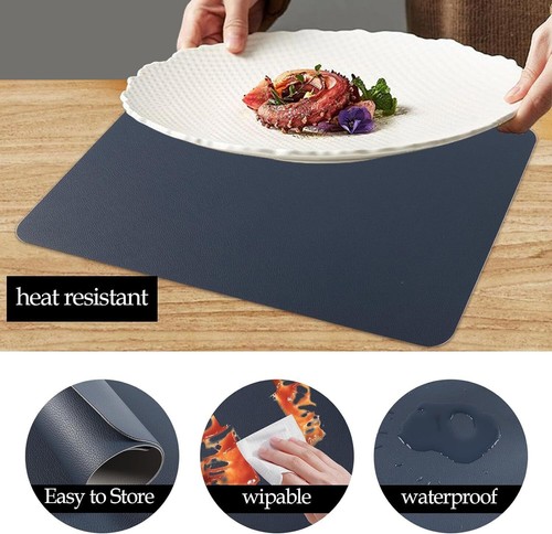 Set of 4 Leather Placemats Dining Kitchen Table Mats Heat Resistant Pad Washable - Picture 33 of 52