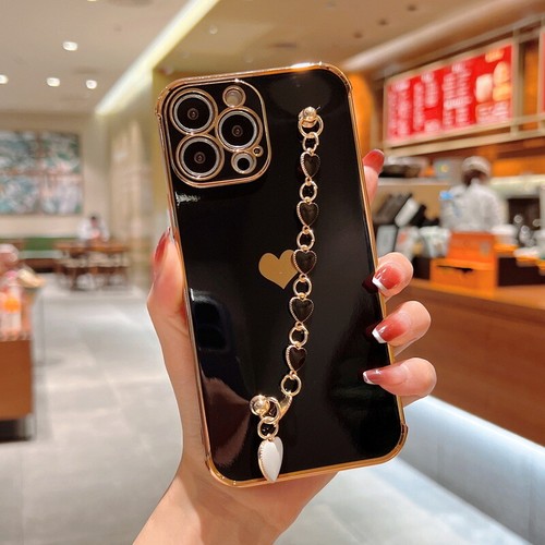 For iPhone 16 Pro Max 15 14 13 12 Shockproof Cute Heart Chain Soft Case Cover - Picture 29 of 36