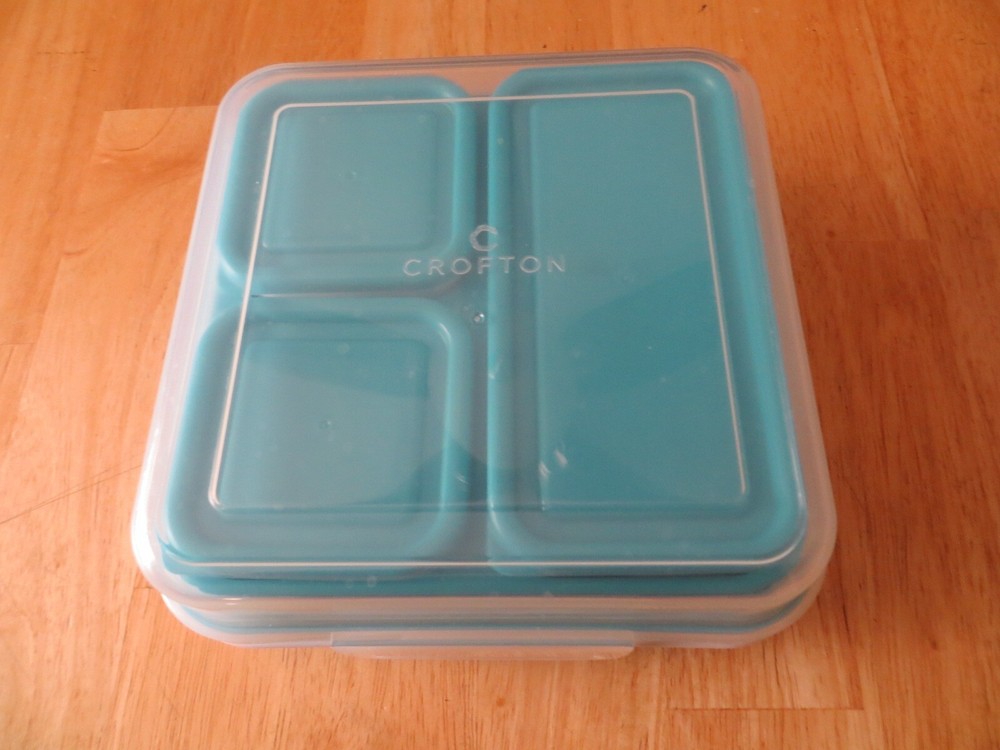 Crofton 9-Piece Teal Bento Box with Collapsible Base for Easy Storage