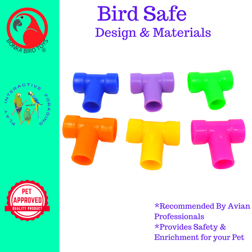 Bonka Bird Toys 3808 Pk6 Plastic T-Pipe Tubes Craft Part Foot Talon Bird Toys - Picture 5 of 7