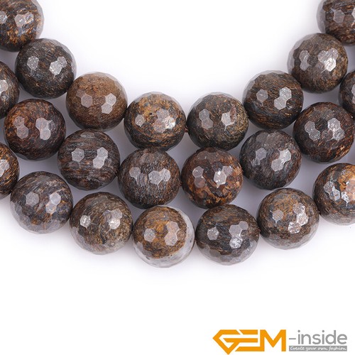 Natural Brown Bronzite Faceted Gemstone Round Beads For Jewelry Making 15" DIY - Picture 25 of 33
